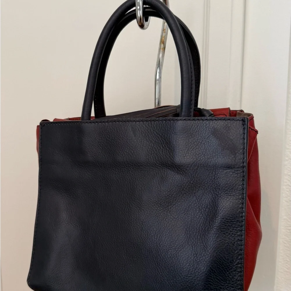 Maliparmi Black and Red Embossed Leather Satchel